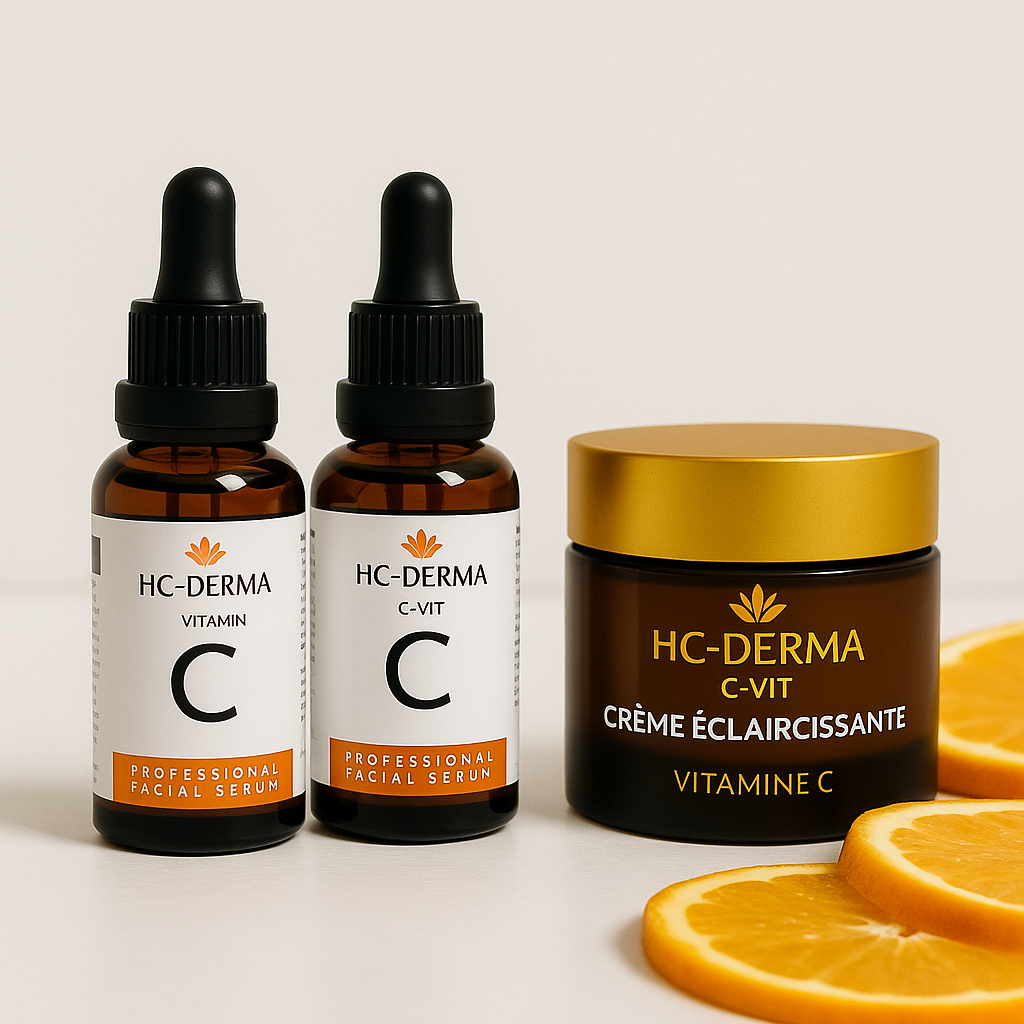 PACK TRIO HC-DERMA (Creme Éclaircissanteà la Vitamine C +  2 Sérums vitamine C)