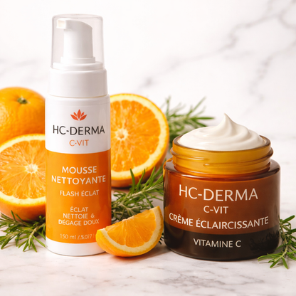 Pack Éclat Vitamine C – Mousse Nettoyante + Crème Éclaircissante