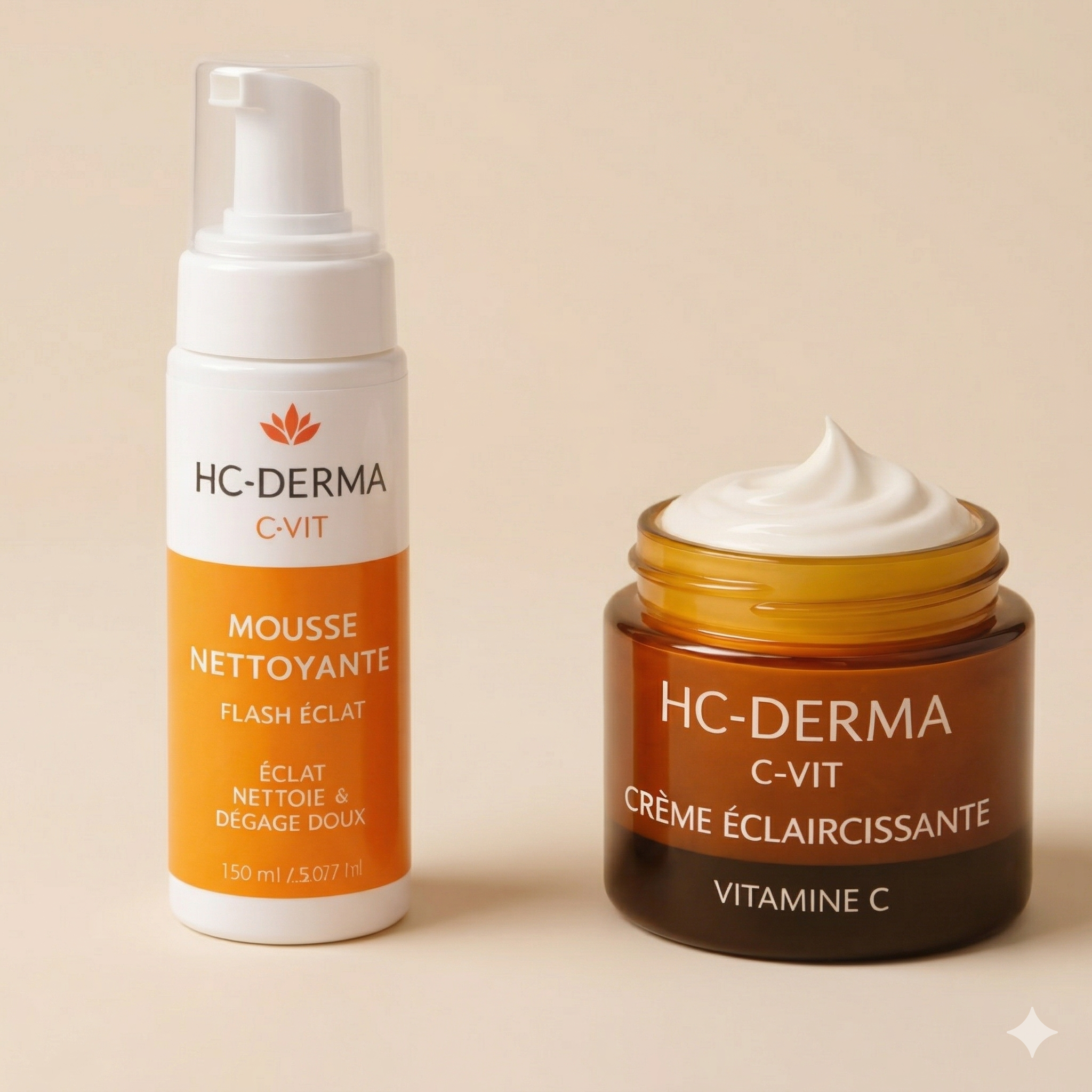 Pack Éclat Vitamine C – Mousse Nettoyante + Crème Éclaircissante