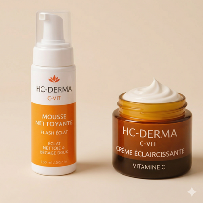 Pack Éclat Vitamine C – Mousse Nettoyante + Crème Éclaircissante